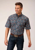 Roper 1558 Independence Foulard (Blue) - Men's Short Sleeve Shirt