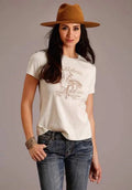 Stetson Cowgirl and Bucking Horse (White) - Women's Short Sleeve T-Shirt