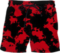 Red and Black Paint Splatter Swim Shorts