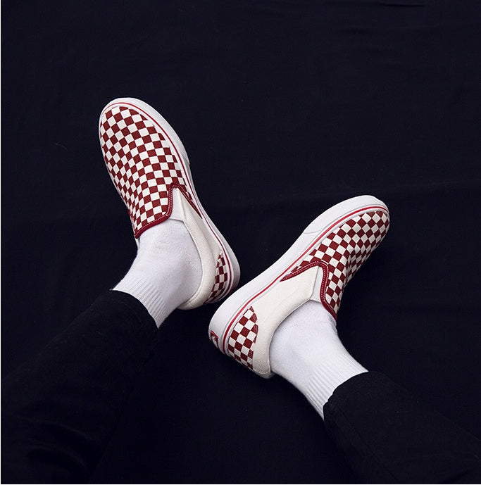 Korean version of casual wild students low to help men's shoes Harajuku ulzzang lattice one pedal men canvas shoes lazy