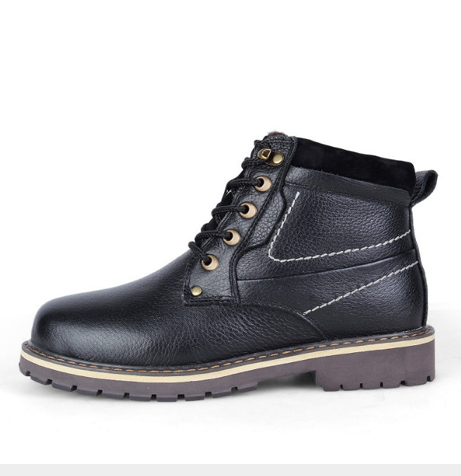 New Martin boots men Large size outdoor warm high help plus velvet large size leather Martin boots