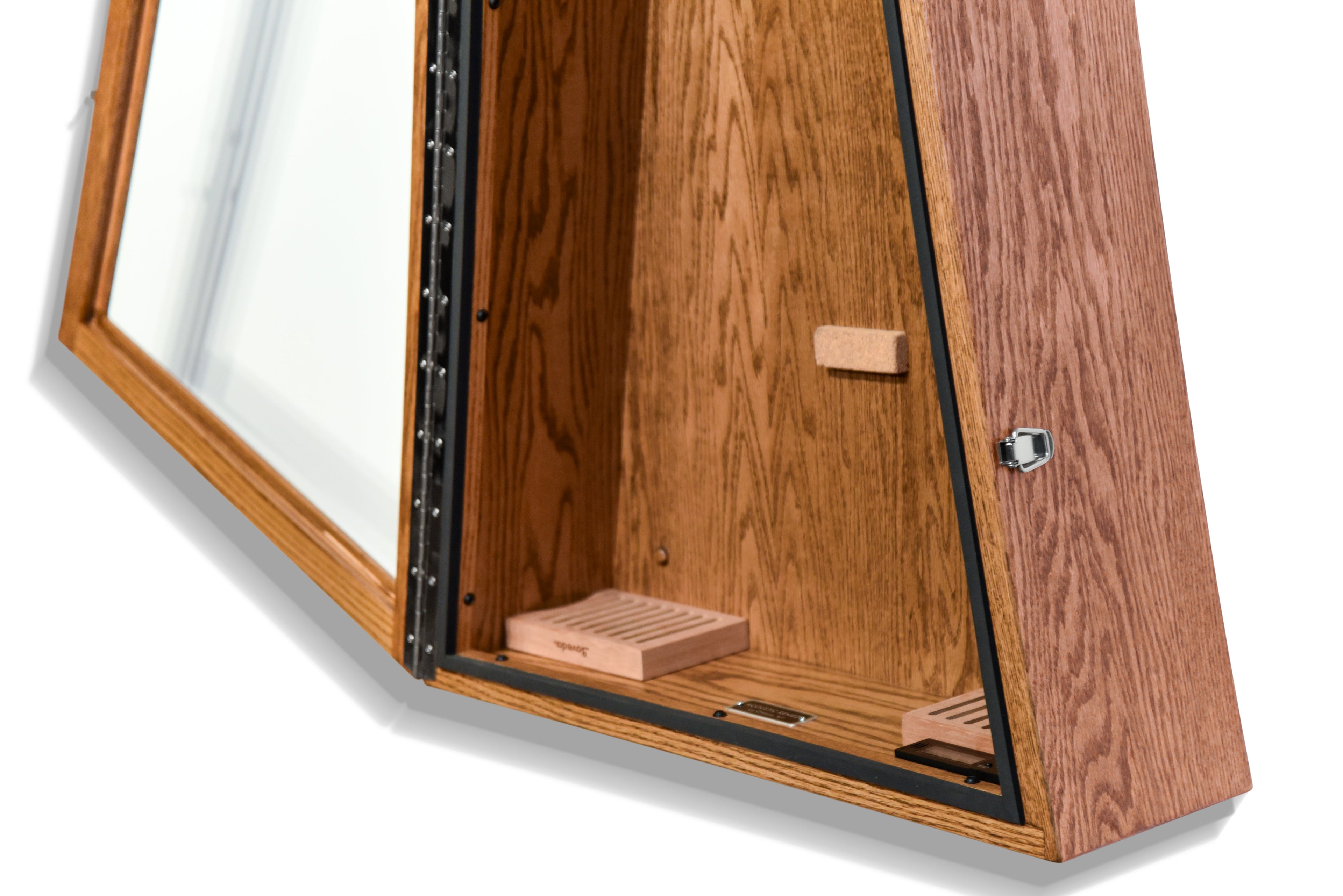 ClimaCase Triangle Humidor - Red Oak with Golden Oak Stain