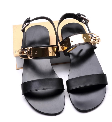 Men's Summer Leather Roman Sandals with Metal Rivets