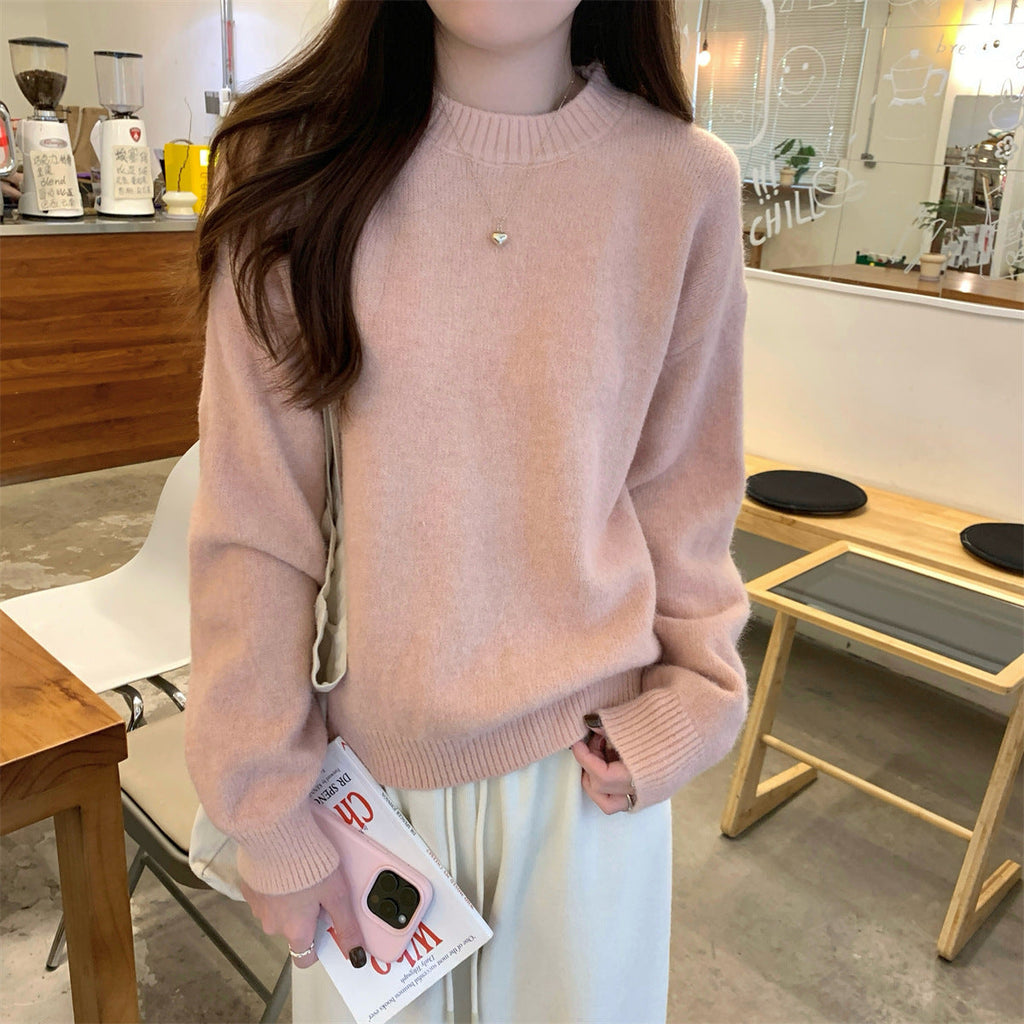 Korean Style Soft Glutinous Loose Candy Color Sweater