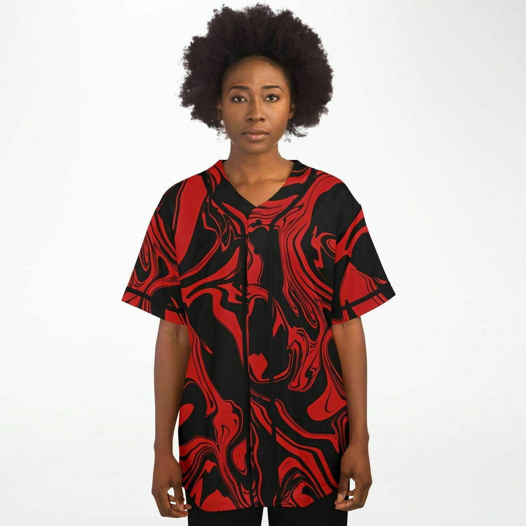 Red and Black Slime Oil Spill Baseball Jersey