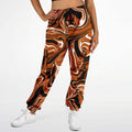 Burnt Orange, Black and White Abstract Melt Unisex Cargo Joggers (Fleece Lined)