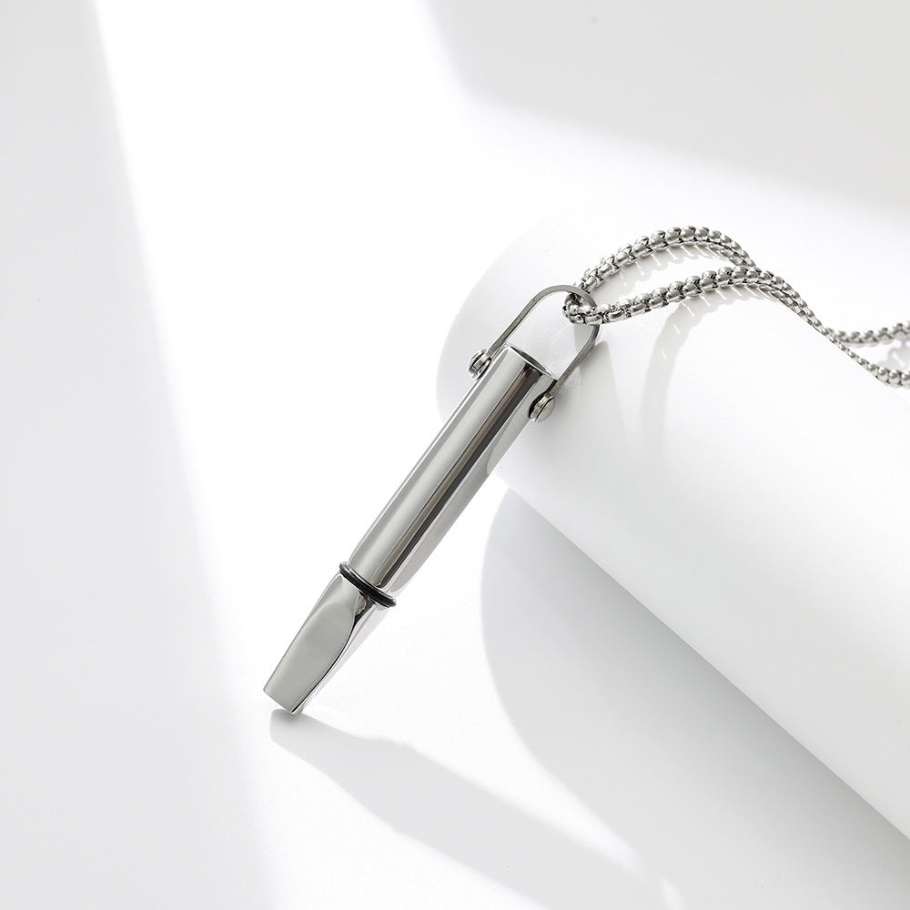 Breathing Resistance Whistle Necklace Round Tube Built-in Cotton Core