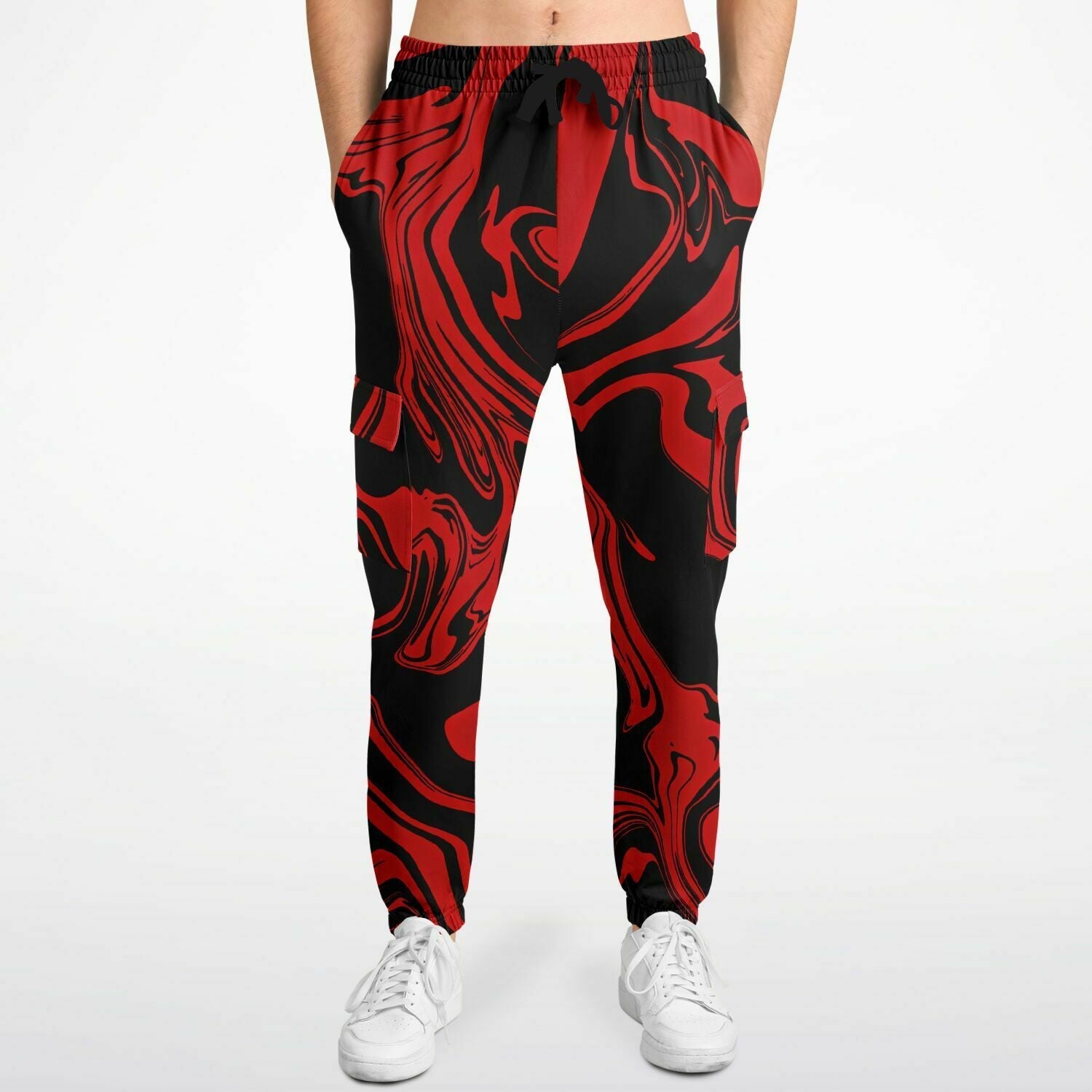 Red and Black Slime Oil Spill Unisex Cargo Joggers (Fleece Lined)