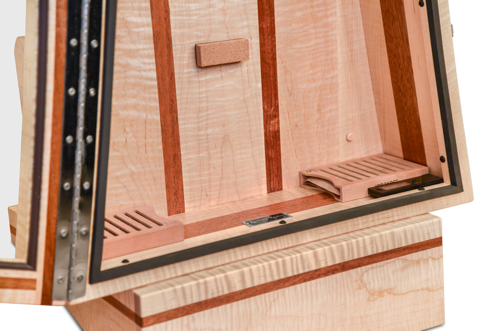 ClimaStand Triangle Humidor with Base - Flamed Maple with Mahogany