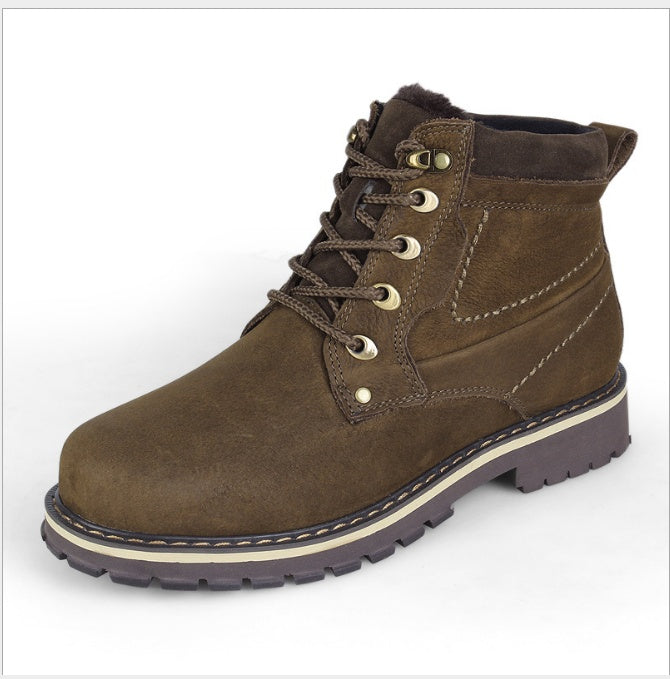 New Martin boots men Large size outdoor warm high help plus velvet large size leather Martin boots