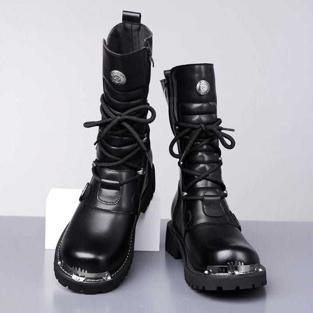 Autumn And Winter High-top Boots Men's Trendy Riding BootsBritish-style Denim Vintage Equestrian Boots