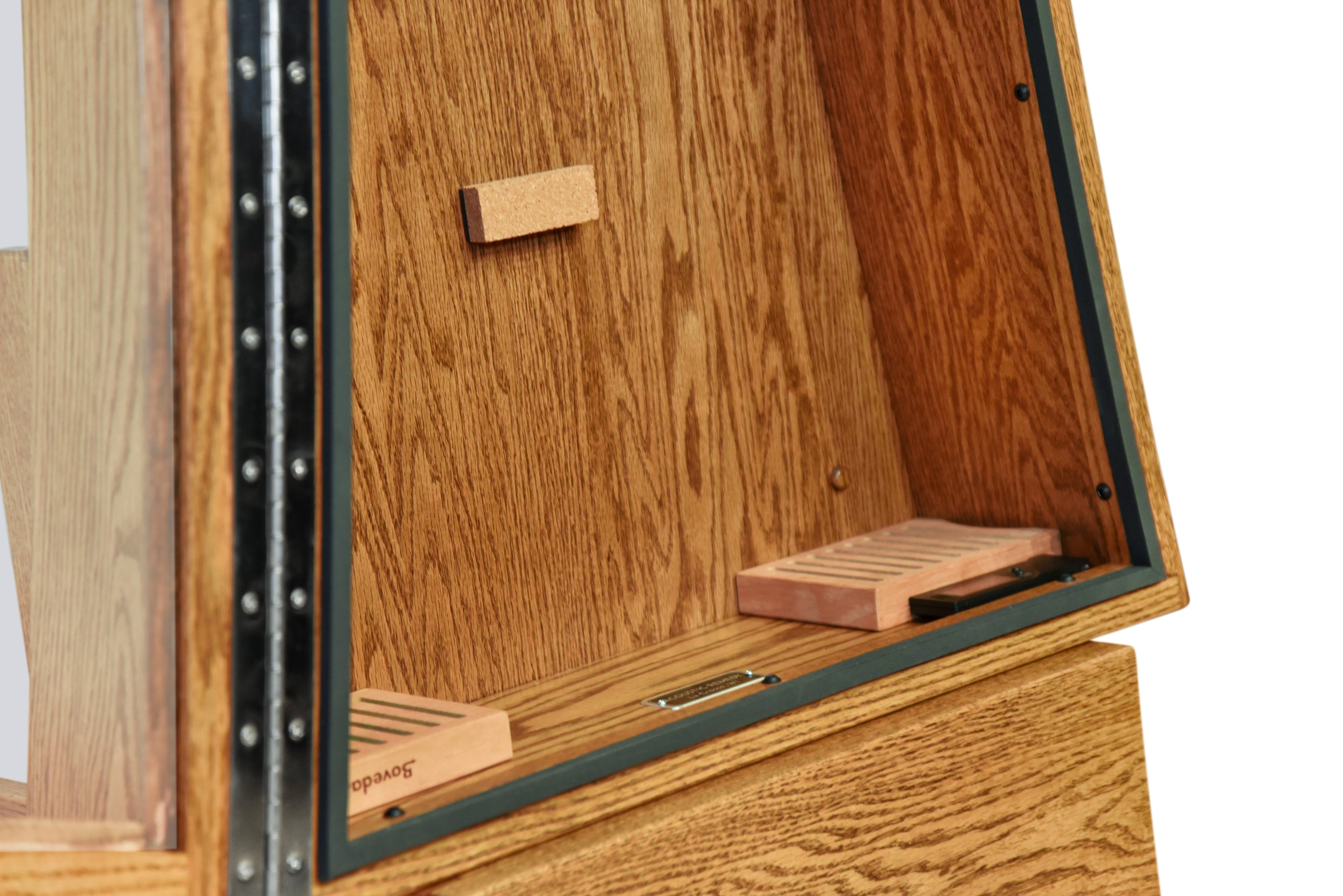 ClimaStand Triangle Humidor with Base - Red Oak with Golden Oak Stain