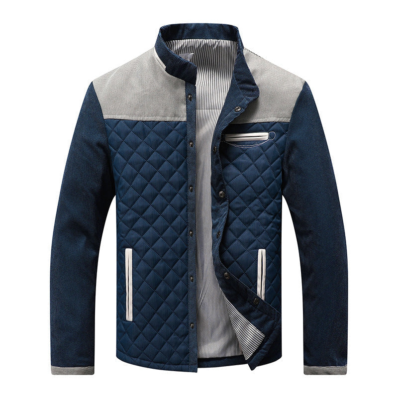 Zip-up Slim-fit Side Seam Pocket Non-hooded Blue Casual Youth Jacket