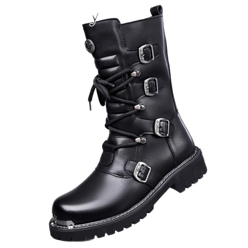 Autumn And Winter High-top Boots Men's Trendy Riding BootsBritish-style Denim Vintage Equestrian Boots