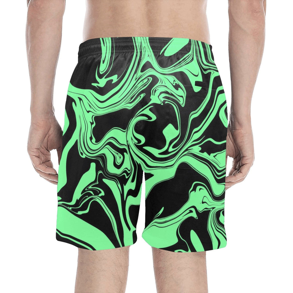 Slime in the Dark Green and Black Oil Spill Swim Shorts