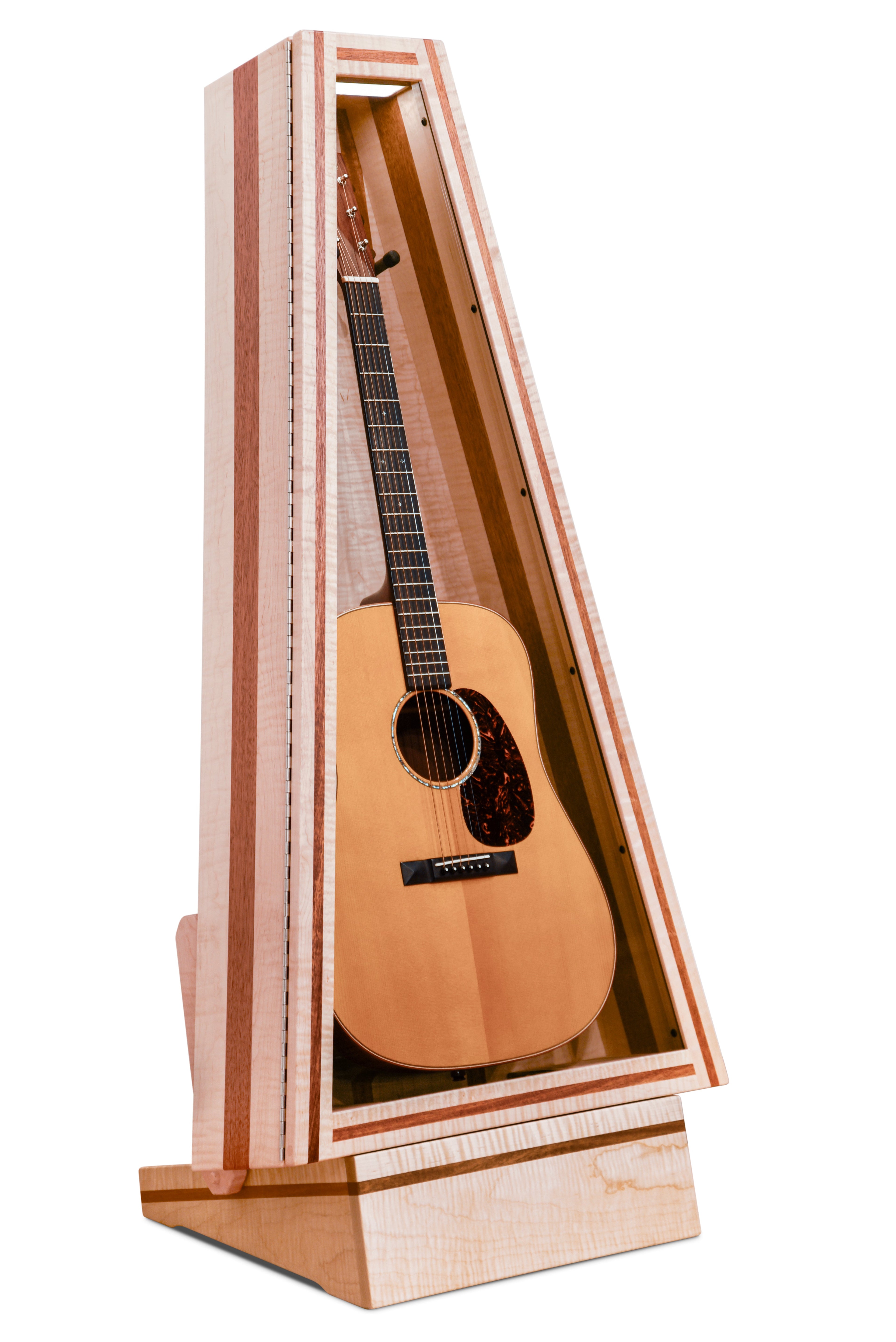 ClimaStand Triangle Humidor with Base - Flamed Maple with Mahogany