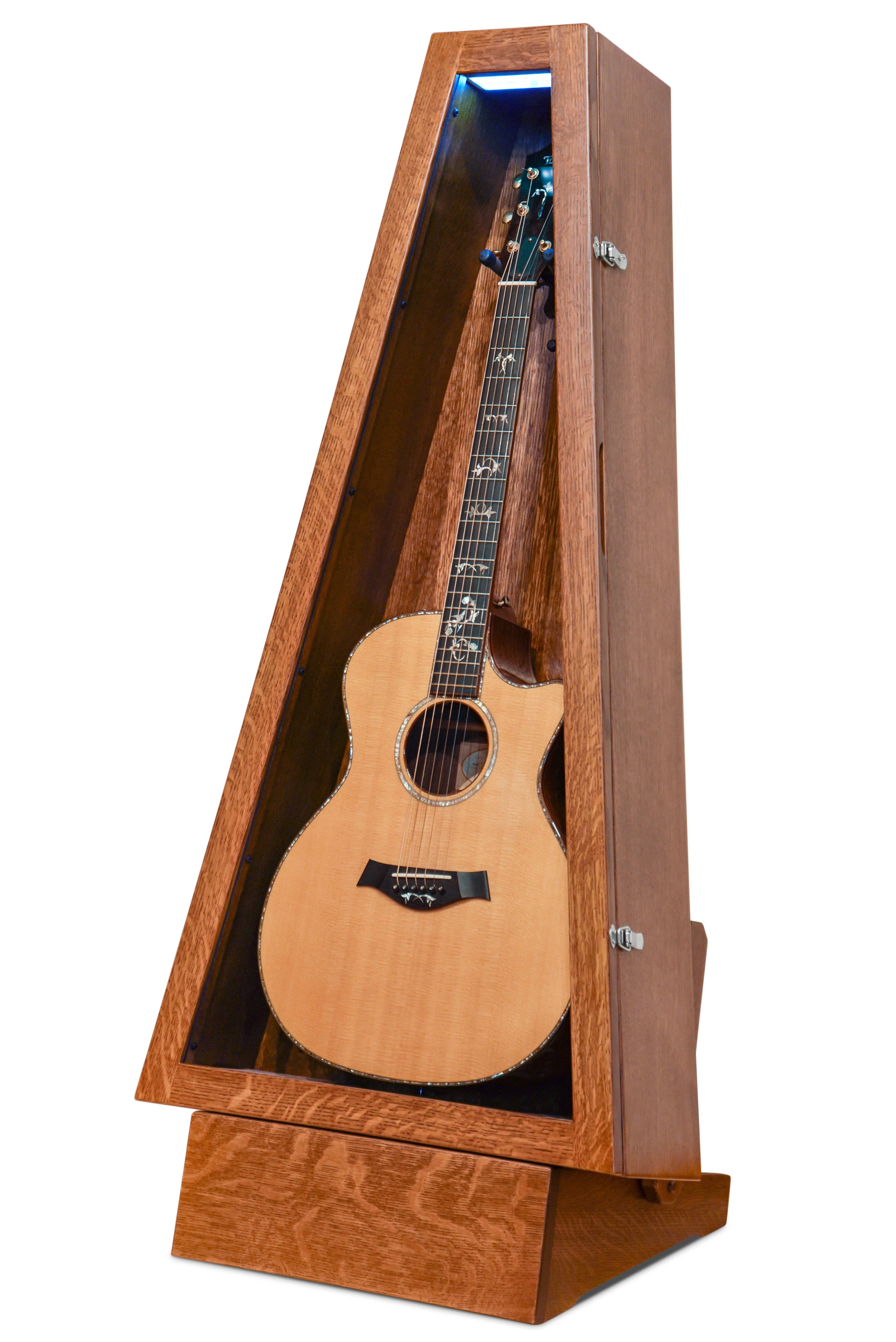 ClimaStand Triangle Humidor with Base - Quartersawn White Oak with Boston Stain