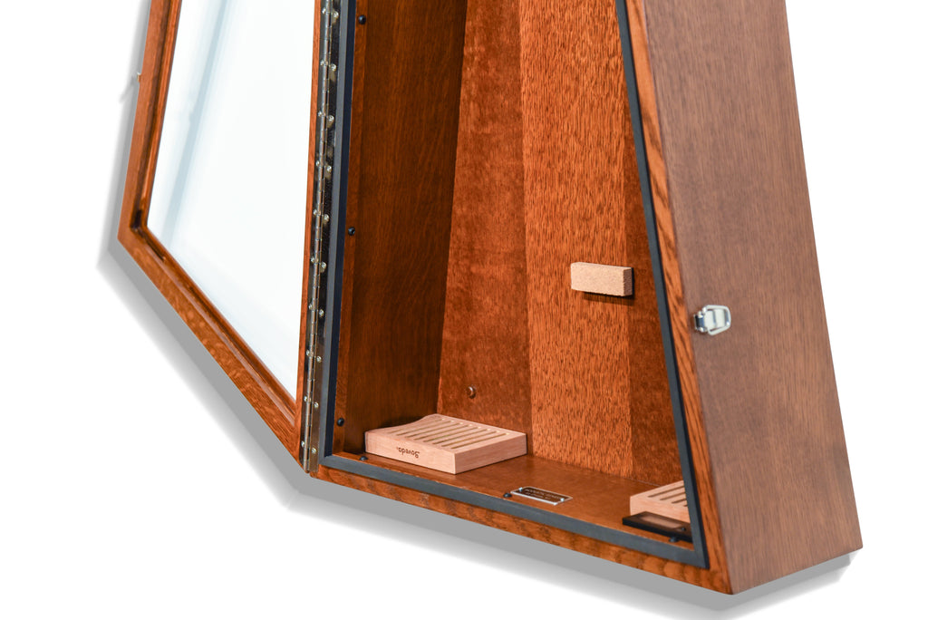 ClimaCase Triangle Humidor - Quartersawn White Oak with Boston Stain