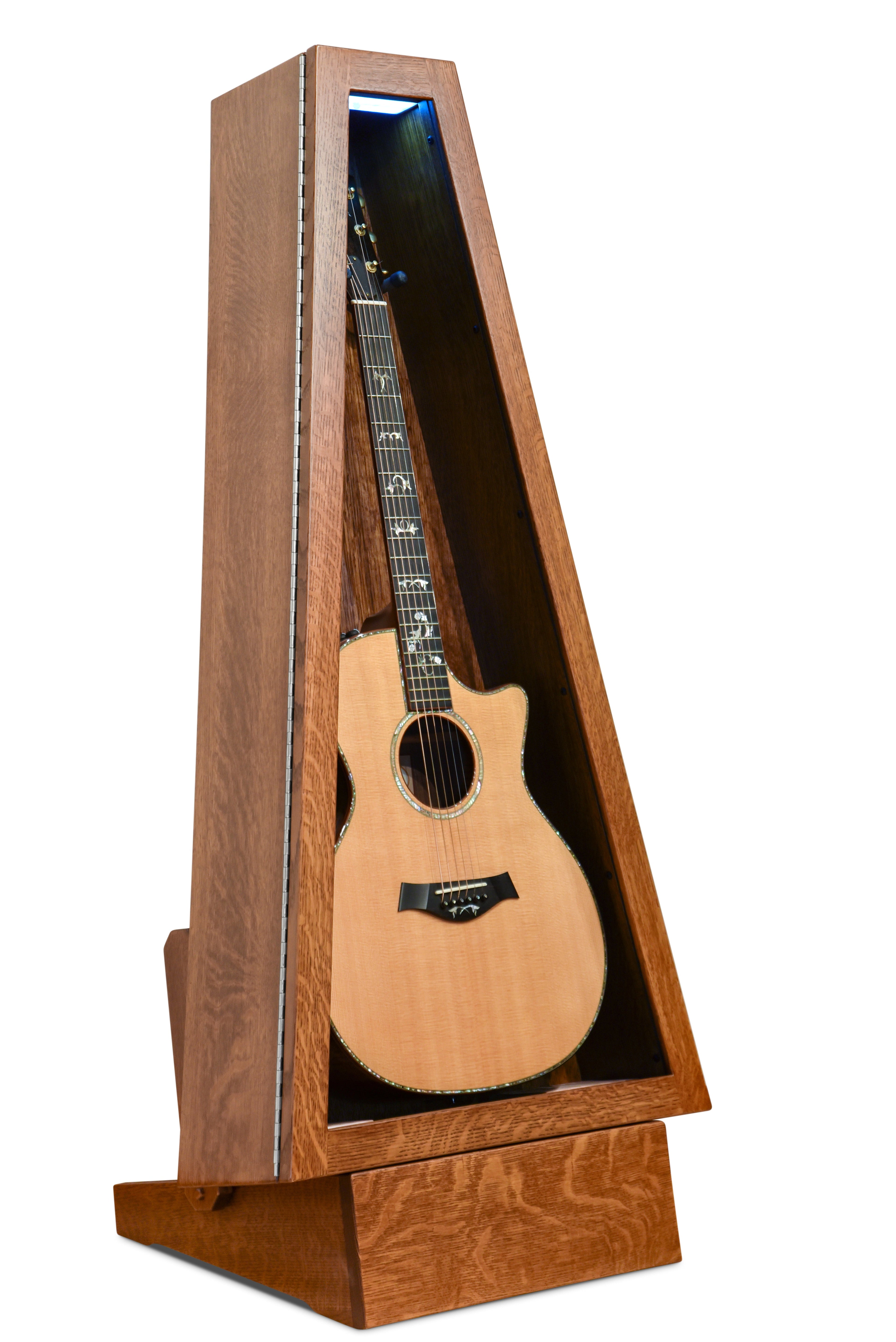 ClimaStand Triangle Humidor with Base - Quartersawn White Oak with Boston Stain