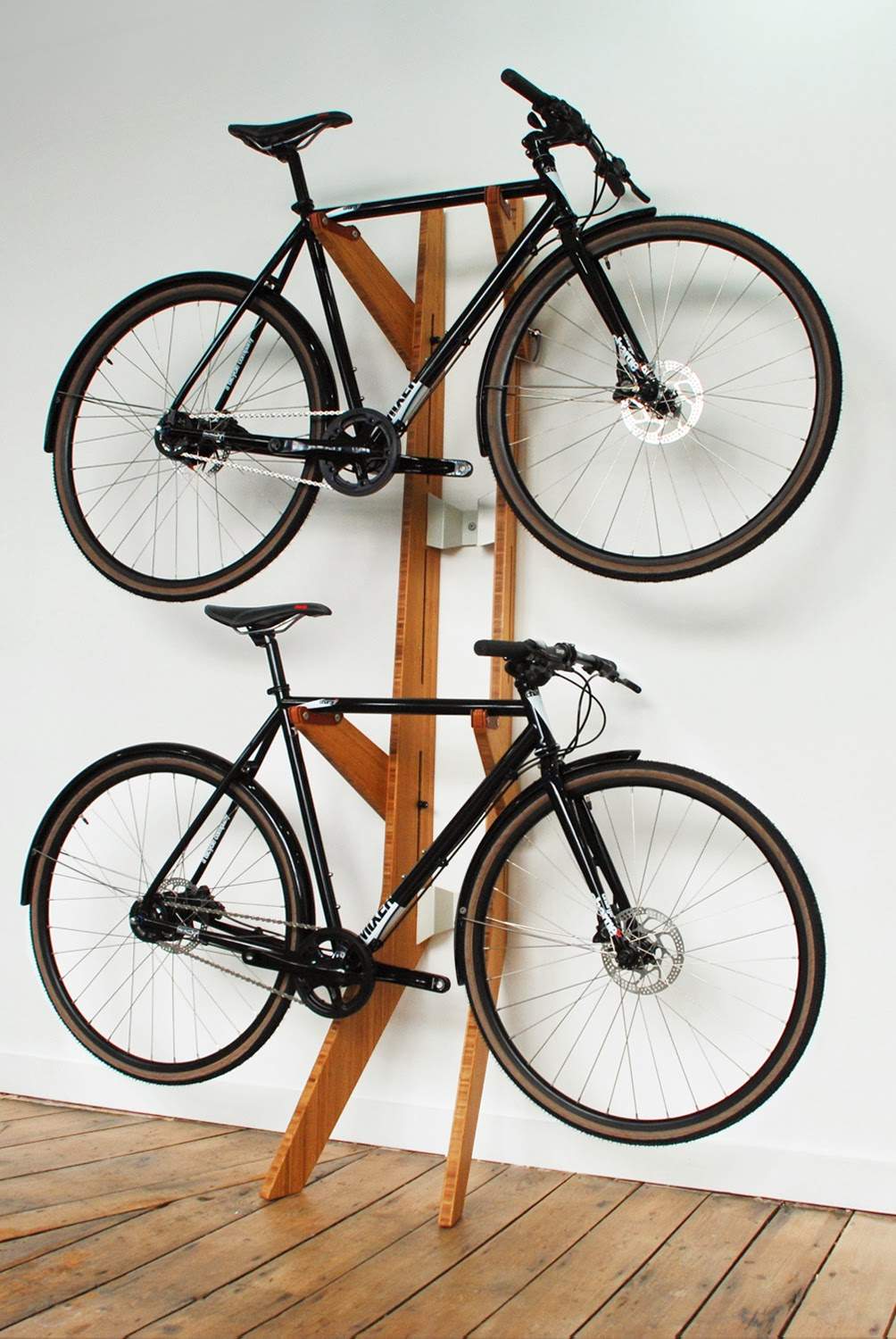 Bike vertical rack- Two bike Wooden storage
