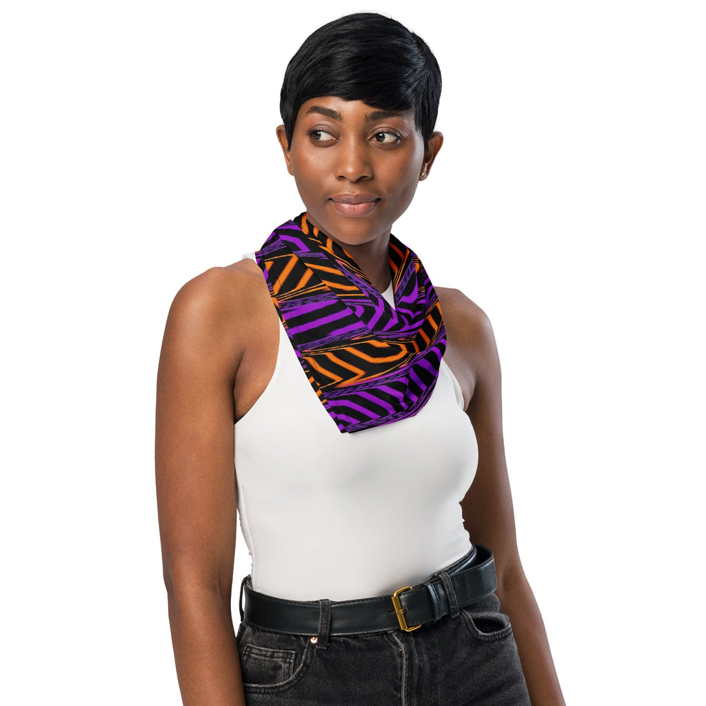 Orange and Purple Spooky Stripes Rave Bandana