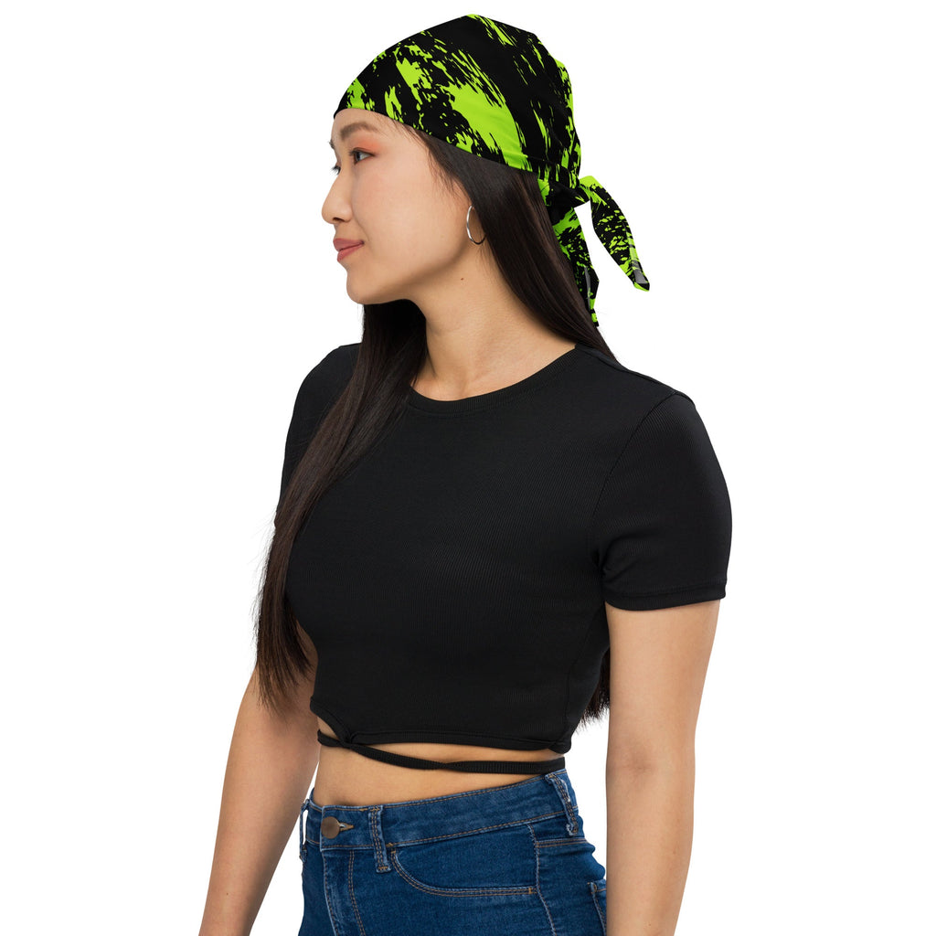 Black Lime Bolt Glitch Rave Bandana