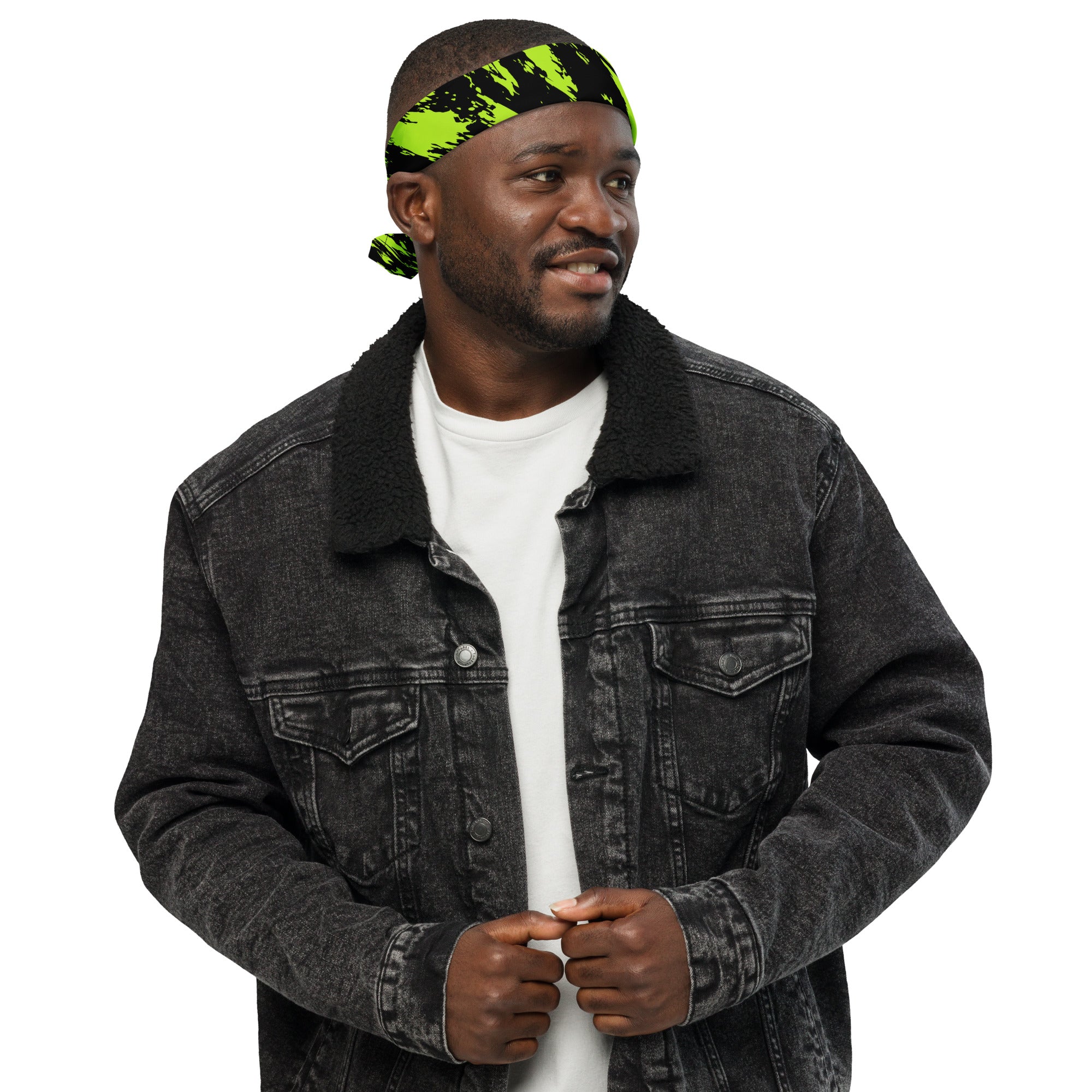 Black Lime Bolt Glitch Rave Bandana
