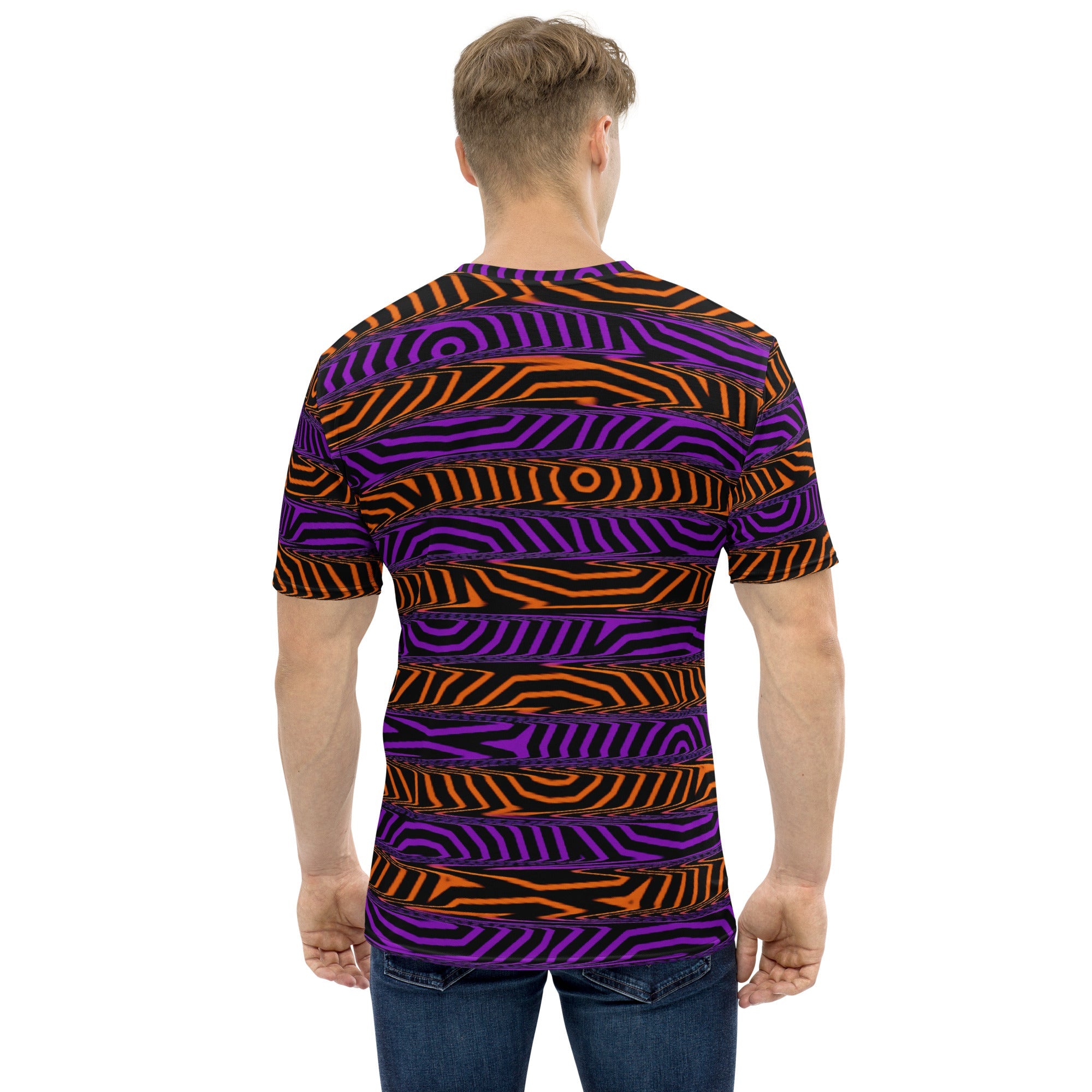 Orange and Purple Spooky Stripes Unisex T-Shirt