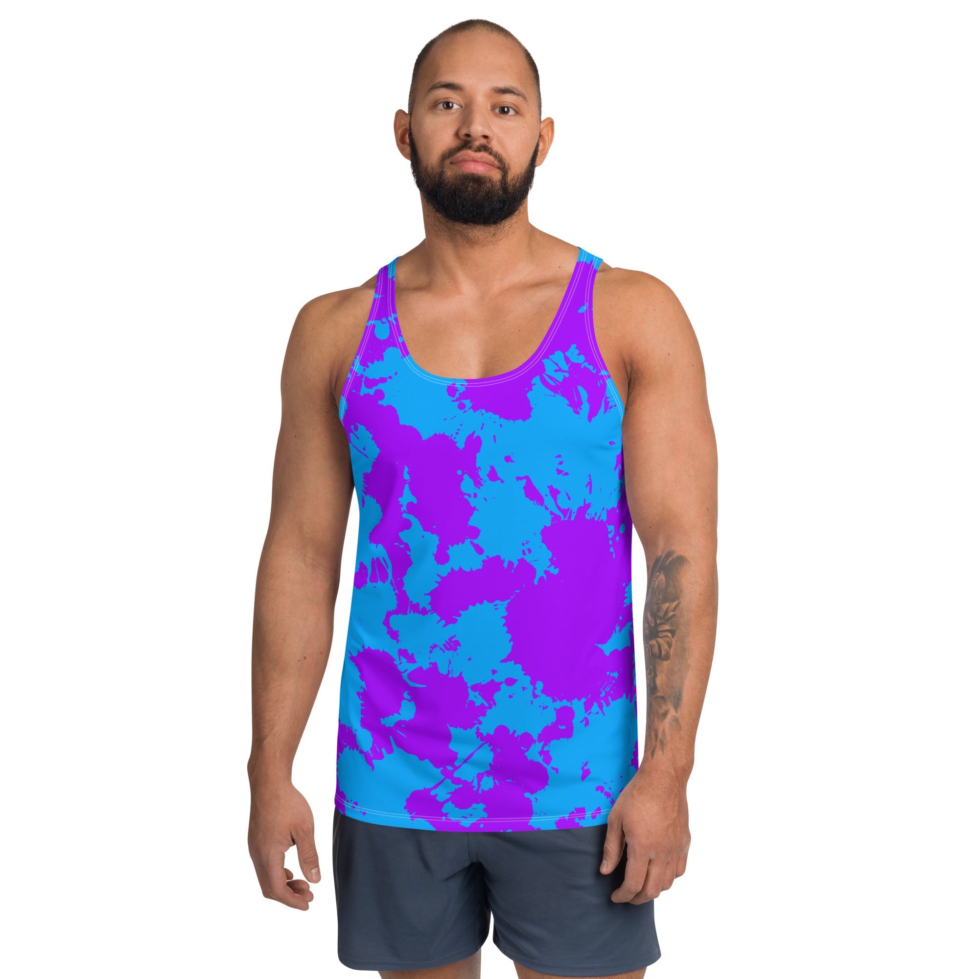 Blue and Purple Paint Splatter Unisex Tank Top