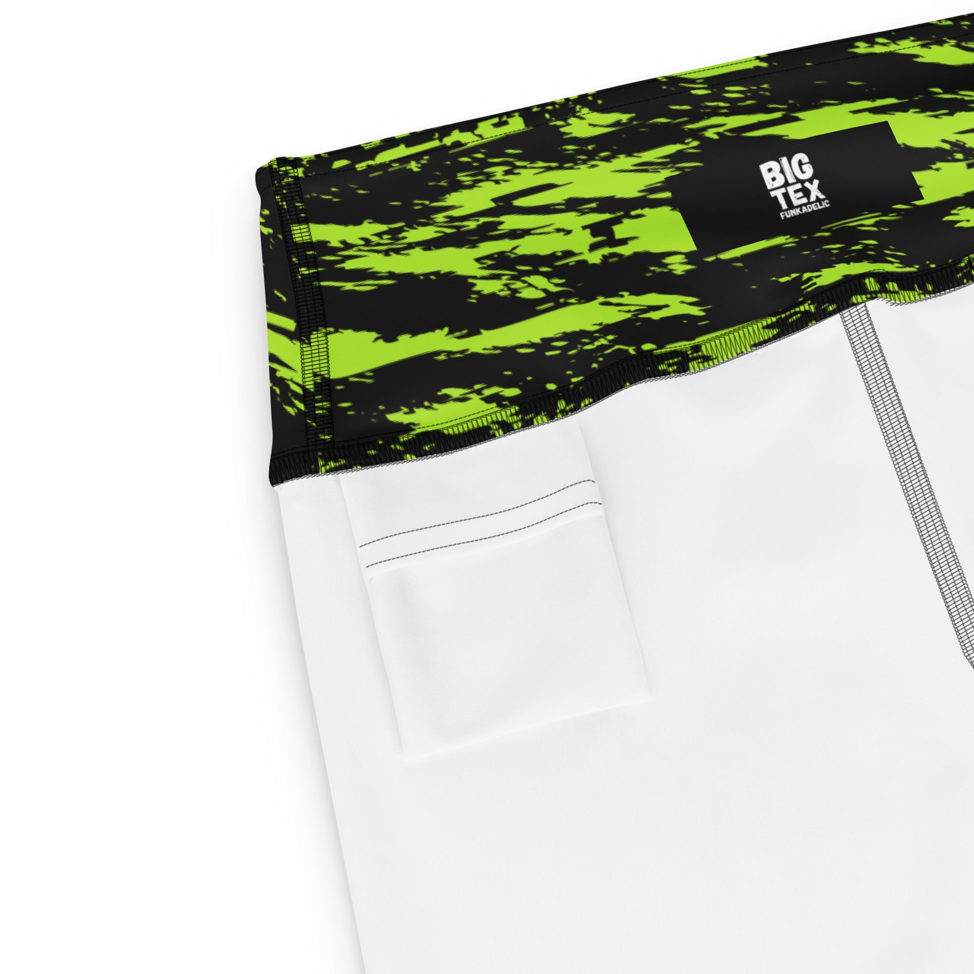 Black Lime Bolt Glitch Rave Ready Yoga Shorts w/ Inside Pocket