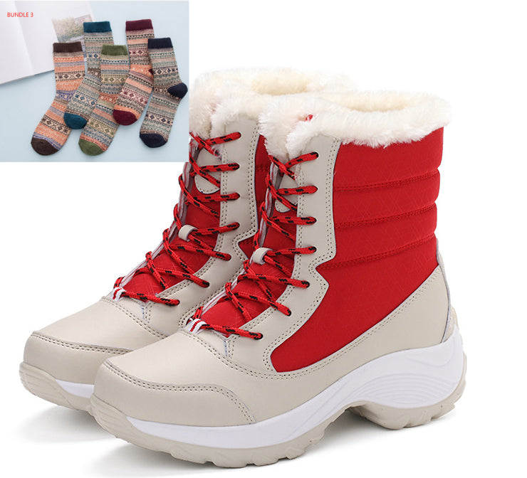 Snow Boots Female High To Help Waterproof Ladies Cotton Plus Velvet Shoes