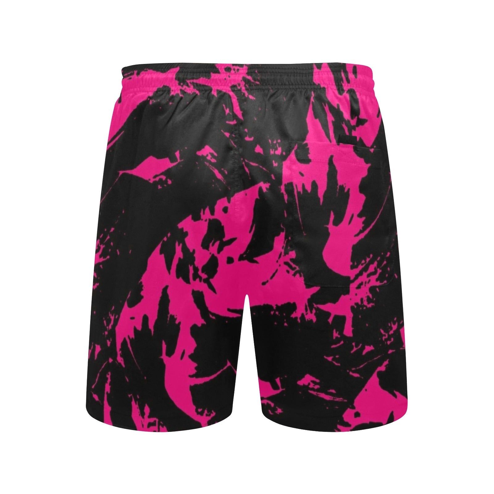 Pink and Black Paint Splatter Swim Shorts