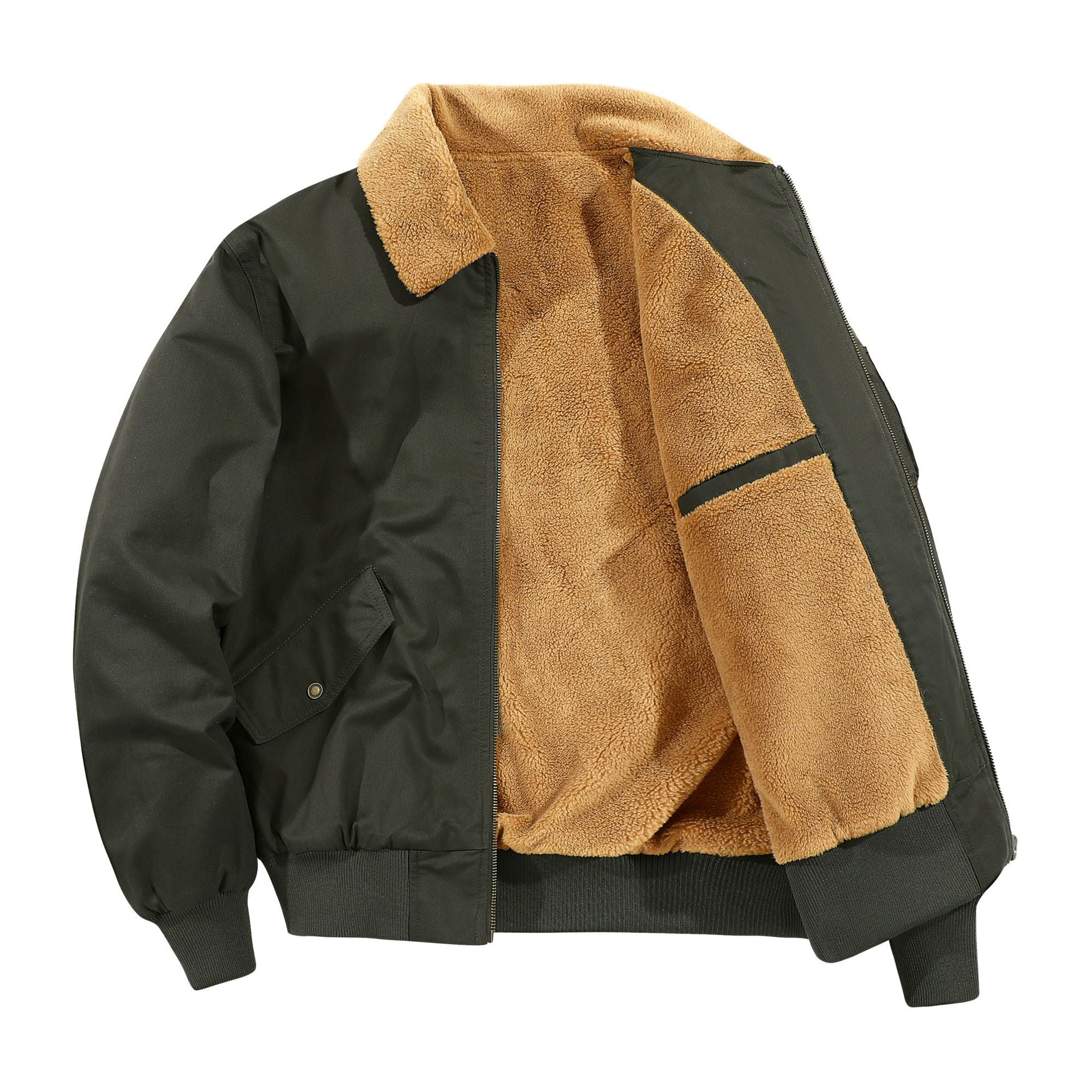 Men's American-style Fleece-lined Warm Pure Cotton Washed Jacket