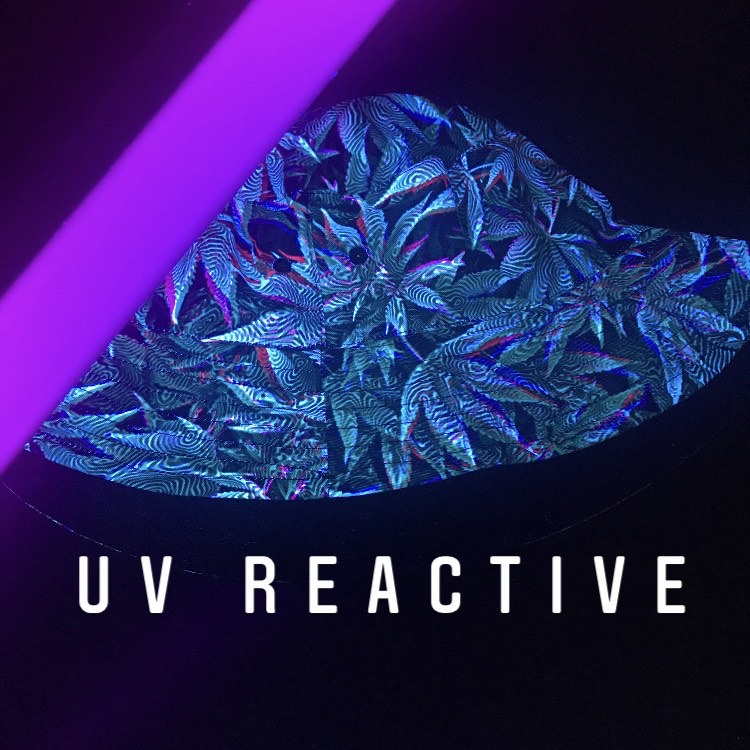 Trippy Weed Print Bucket Hat | UV Blacklight Reactive